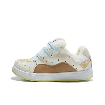 Little Red Man Warm Anti Slip And Wear Resistant Low Top Skateboard Shoes Women's Beige Yellow