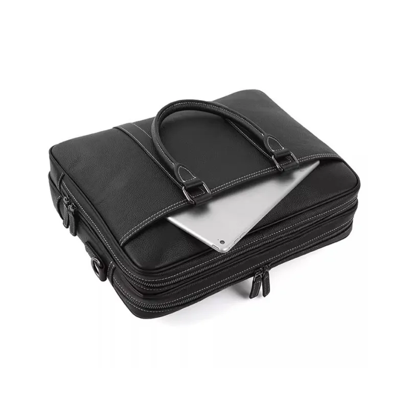 DOSRFINI Cow Leather Handbag Large Size Men's Black-1
