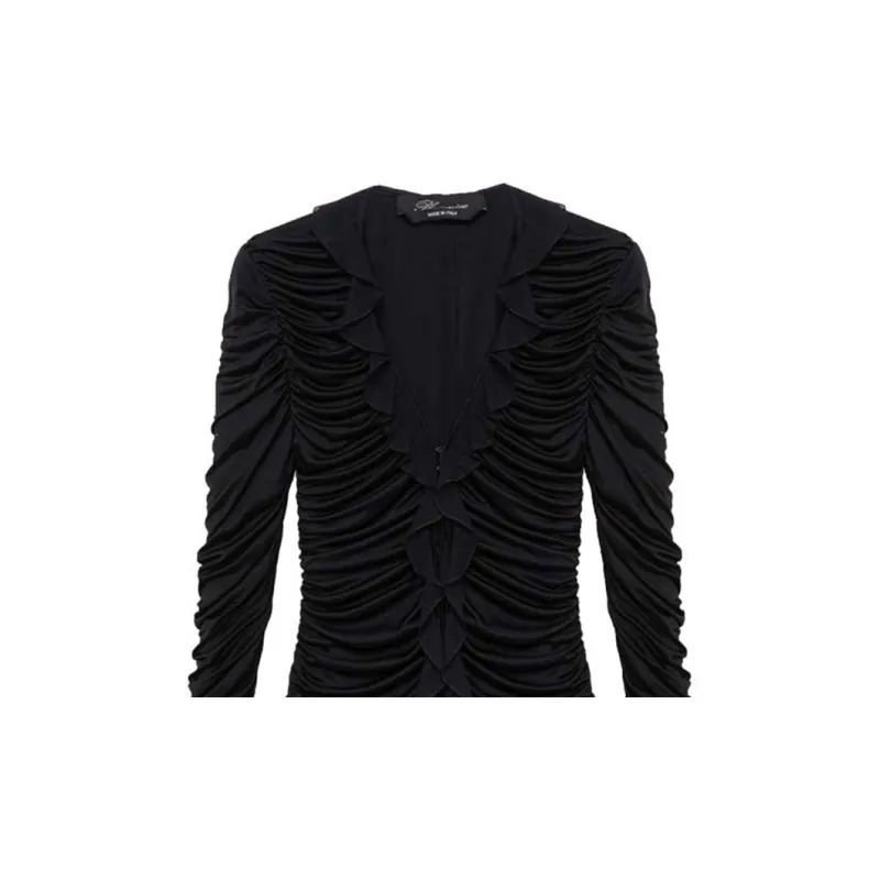 Blumarine Blumarin Ruffle Detailed Runched Dress-4