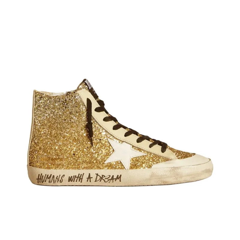 Golden Goose Francy Penstar High-Top Skateboard Shoes Women's Gold-1