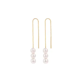 LAISHENTONGLING 18K Gold Drop Earrings Women's Gold/White