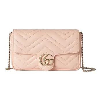 GUCCI GG Marmont Leather Shoulder Bag Small Size Women's Pink