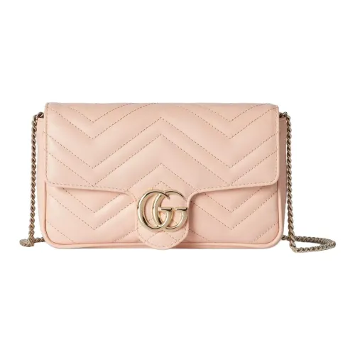 GUCCI GG Marmont Leather Shoulder Bag Trumpets Women's Pink