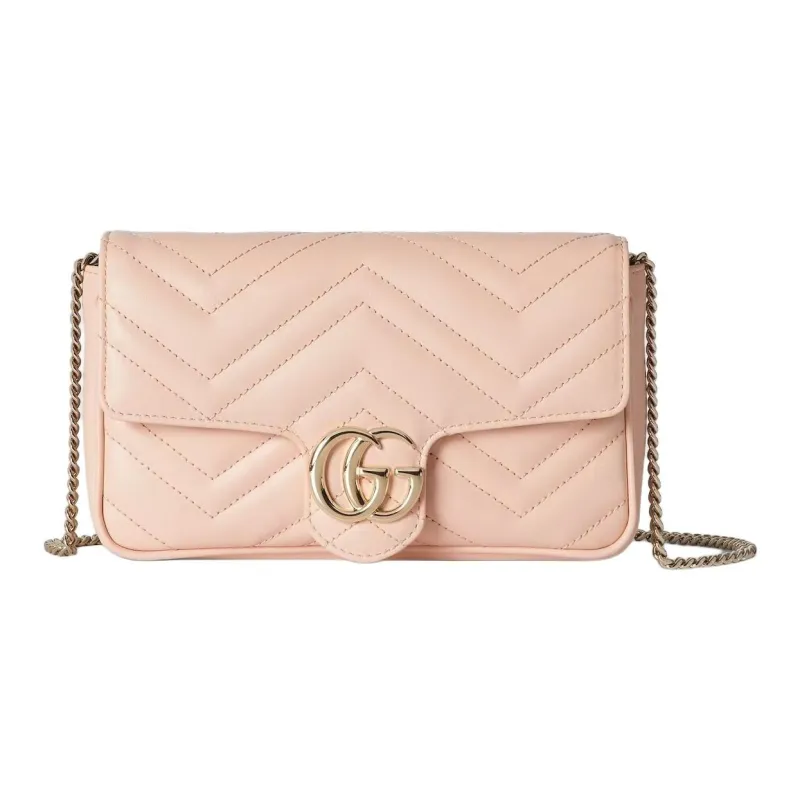 GUCCI GG Marmont Leather Shoulder Bag Trumpets Women's Pink-0