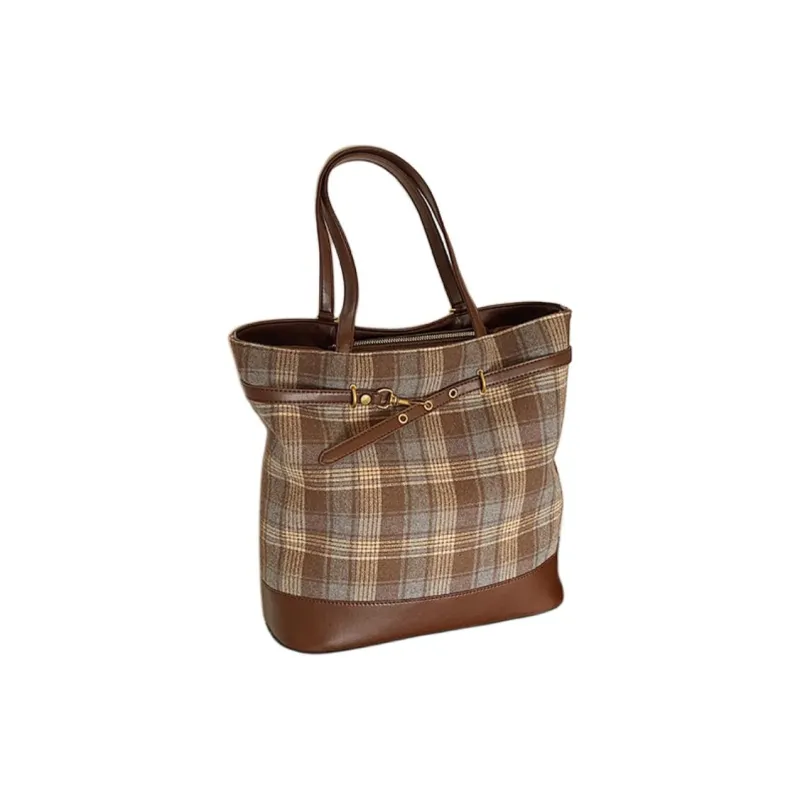 JIANMU PU Tote Backpack, Shoulder Bag Regular Women's Coffee Plaid/Blue Plaid/Yellow Plaid-4