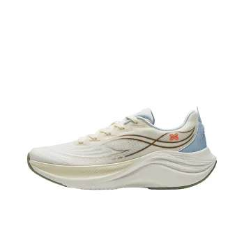 Anta Rebound Height Increasing Breathable Low Top Casual Running Shoes Women's White Beige Blue