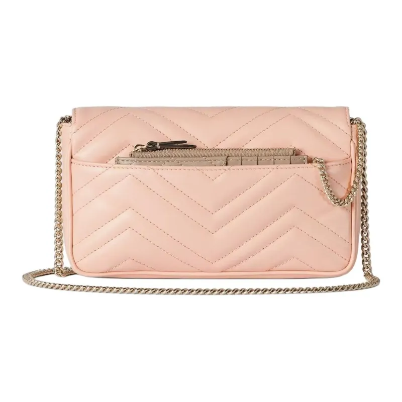 GUCCI GG Marmont Leather Shoulder Bag Trumpets Women's Pink-3