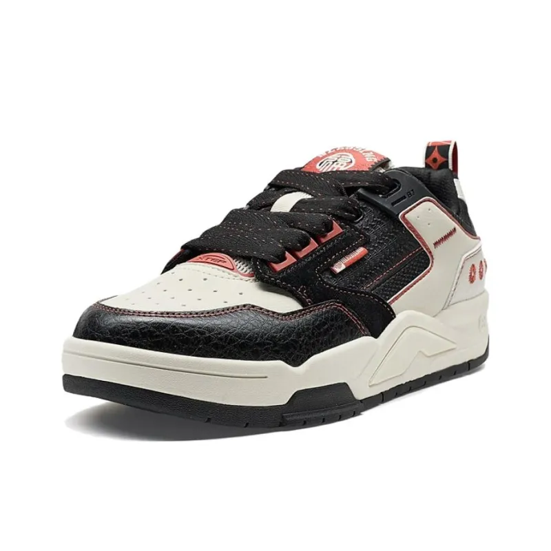 XTEP New Light Anti Slip And Wear Resistant Coverage Low Top Skateboard Shoes Men's Black White-1