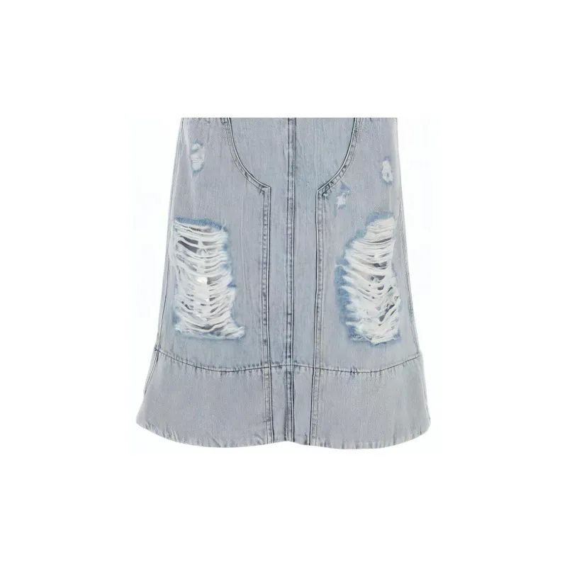 Givenchy Destroyed-Effect Midi Denim Skirt-4