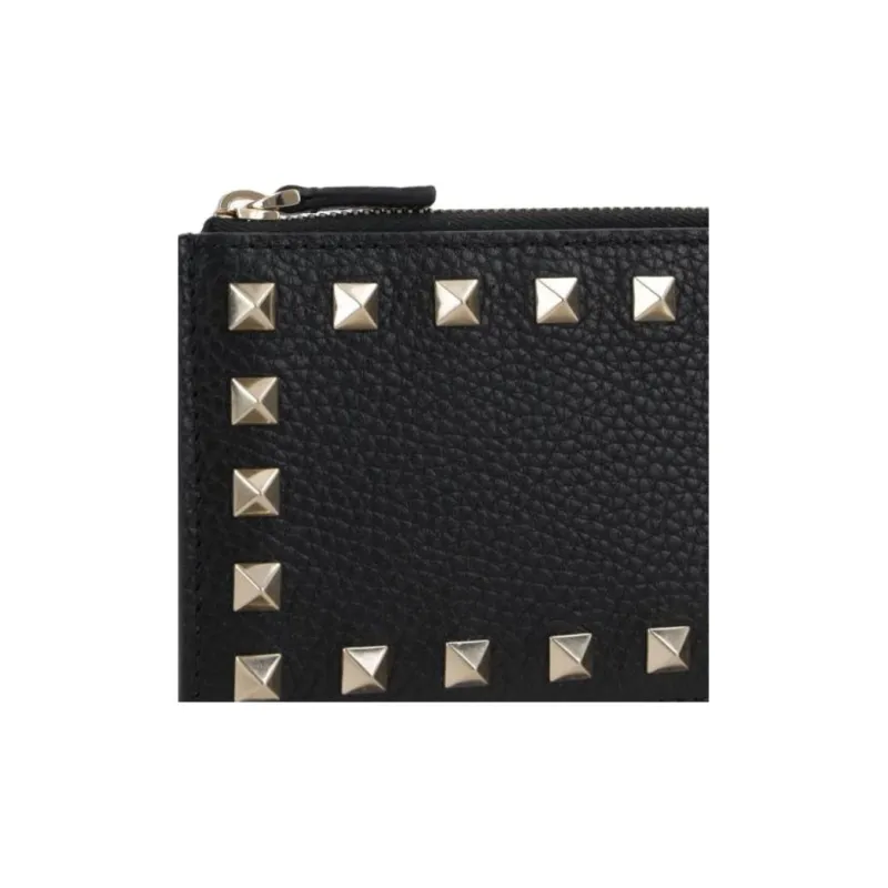 Valentino Calfskin Card Holder Women's Black-3