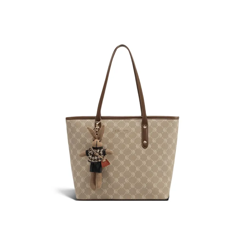 CLEVER& KETCH PU Tote Bag Shopping Bag Shoulder Bags Women's Khaki-0