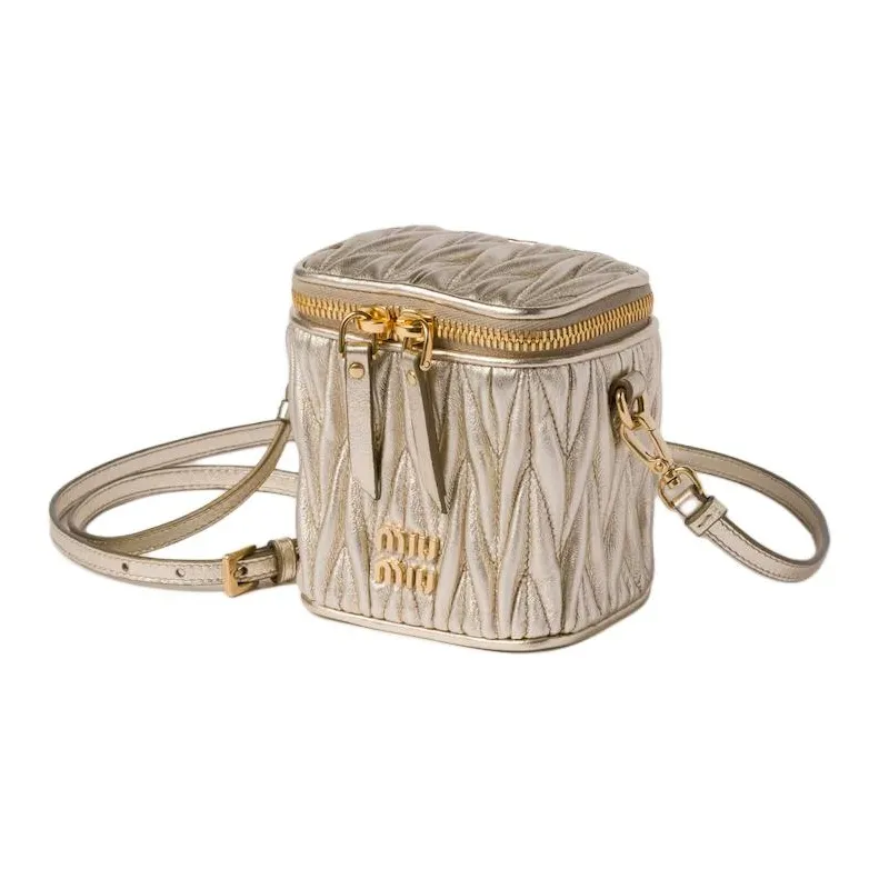 MIU MIU Lambskin Crossbody Bag Mini Women's Hematite Yellow-2