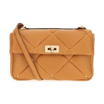 Valentino GARAVANI Leather Crossbody Bag Shoulder Bag Women's Cream Candy Brown