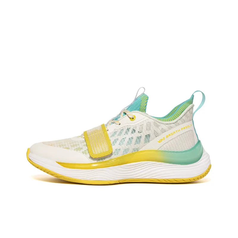 VOIT Basketball Shoes Unisex Low Top White/Yellow/Green-0