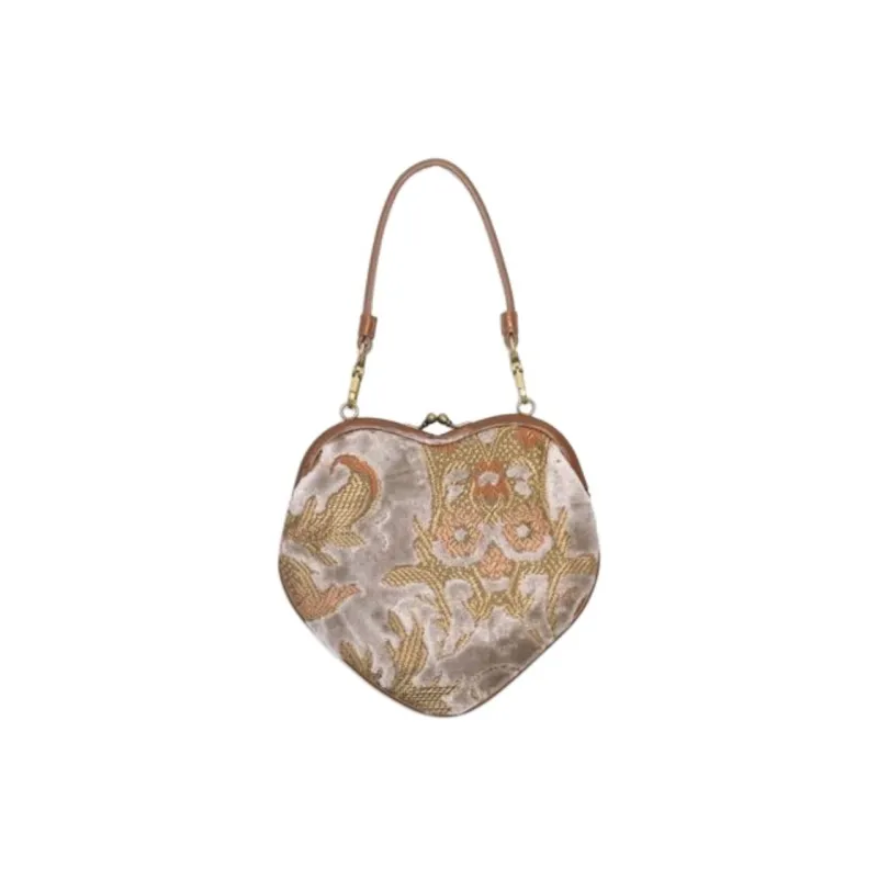 Vivienne Westwood Cotton Blend Heart Shaped Bag Shoulder Bag Women's Brown & Multicolor-1