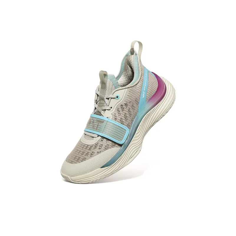 VOIT Cushioning, Slip Resistant, And Abrasion Resistant Low Top Basketball Shoes Unisex Light Gray/Blue-4