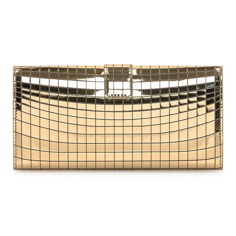 FERRAGAMO Calfskin Wallet Shoulder Bag Women's Gold-3