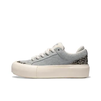 MATNUT Ice Blue Leopard, Suede Platform Height Increasing Skateboard Shoes, Celebrity Same Style
