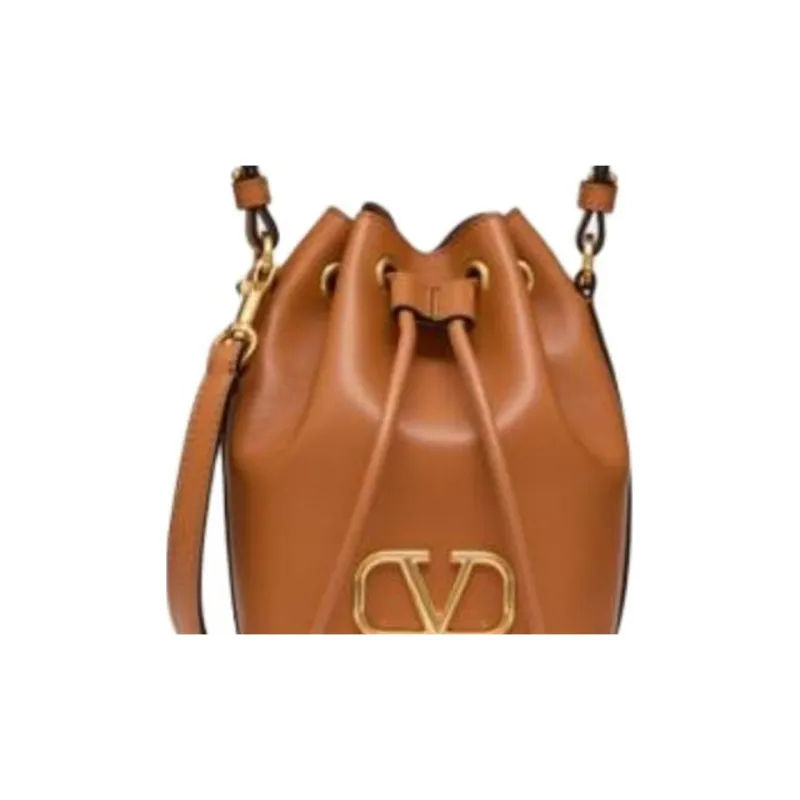 Valentino Nappa Leather Bucket Bags One Shoulder Handbags Mini Women's Almond-4