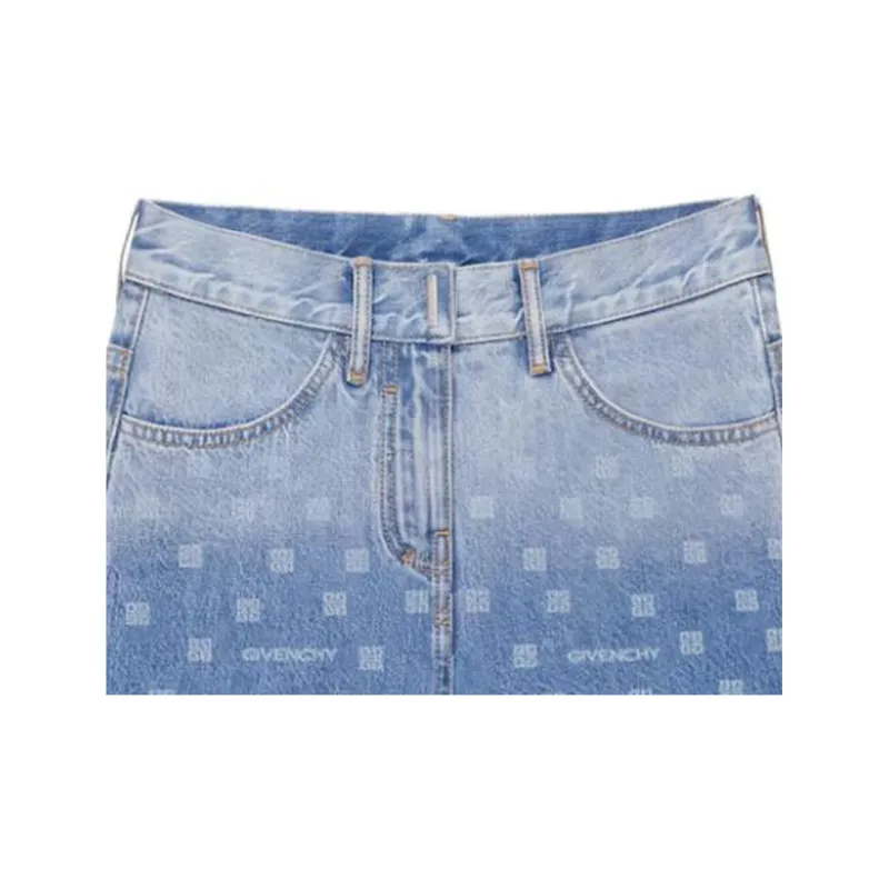 Givenchy Denim Long Skirts Women's Blue-4