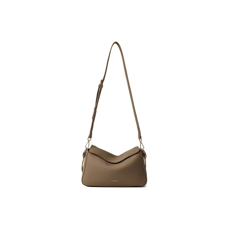 HONGU Cow Leather One Shoulder Handbag Regular Women's Elephant Gray/Pitch Black/Brown-4