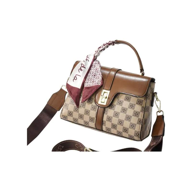 BRINCH PU Shoulder Bag Crossbody Bag Handbags Regular Women's Khaki Plaid/Coffee Plaid/Ecru Print/Khaki Print-1
