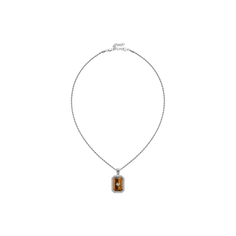 BABAMA Tiger's Eye Stone Badge Necklace Unisex-1