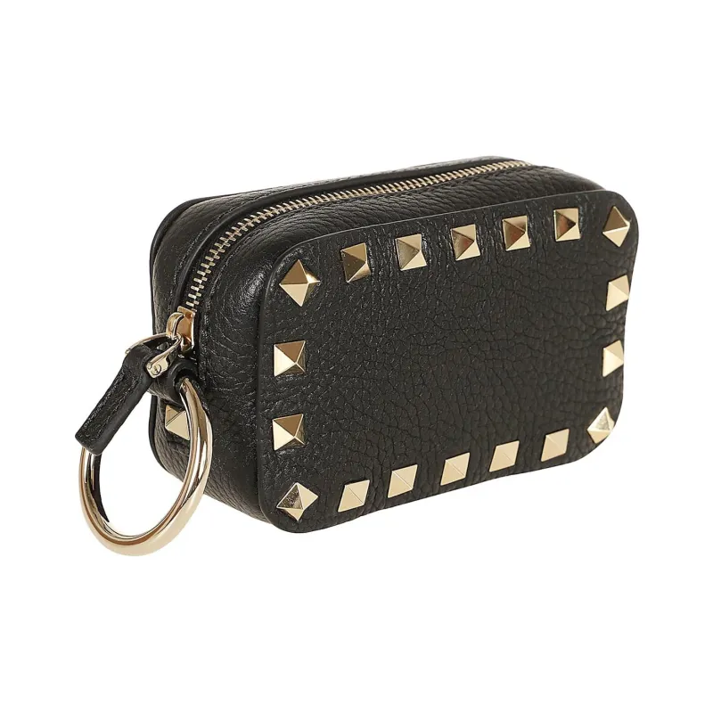 Valentino Rockstud Calfskin Makeup Bag Mini Women's Black-1