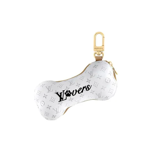 LOUIS VUITTON Metal Canvas Keychains Unisex White