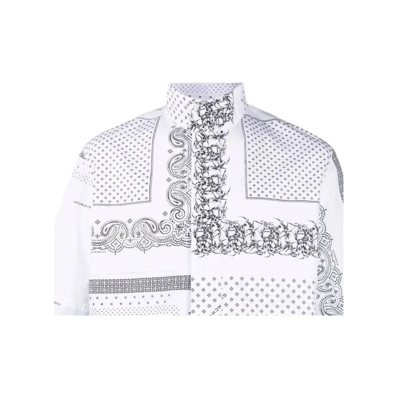 Givenchy Zip Snap Short Sleeve Printed Shirt-4