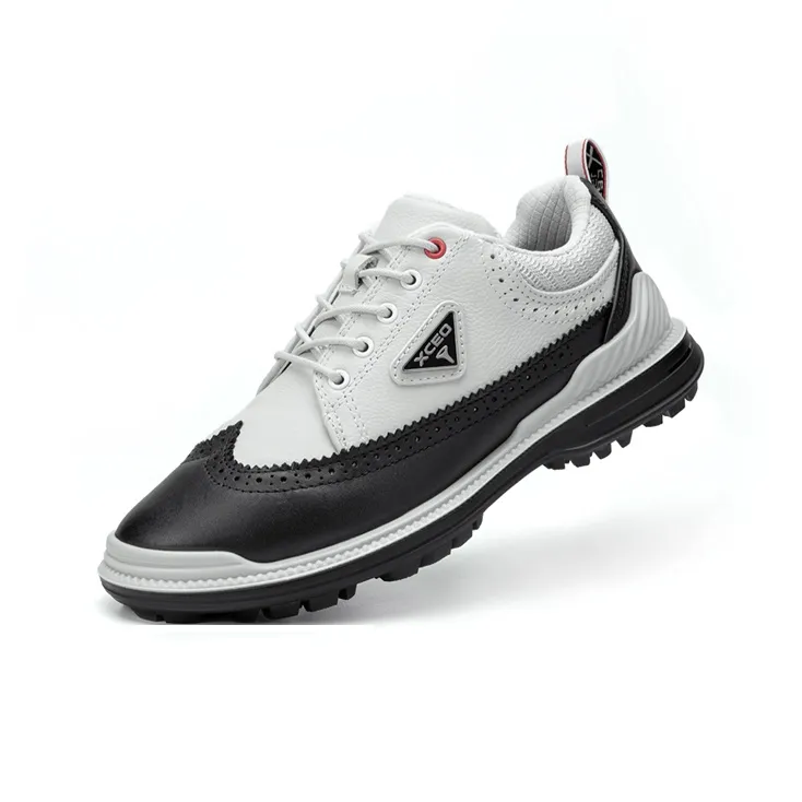 Xceo1996 Slip Resistant Water Resistant And Wear Resistant Low Top Golf Shoes Women's Black White-1