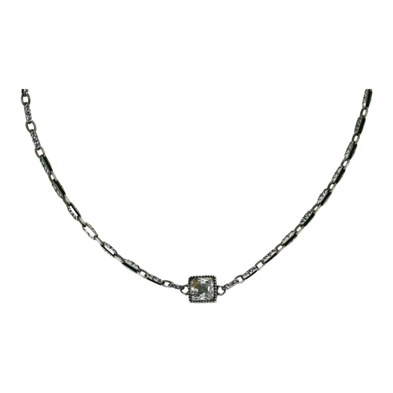 GUCCI Sterling Silver, Synthetic Crystal Necklaces Unisex Silver-0