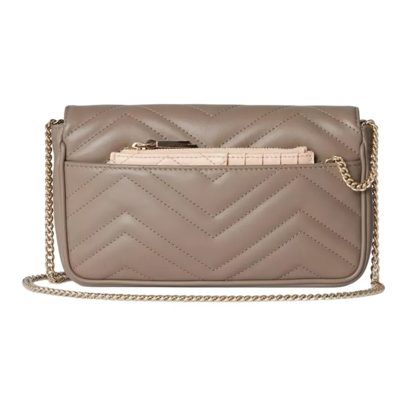 GUCCI GG Marmont Leather Crossbody Bag Shoulder Bag Mini Women's Brown-5