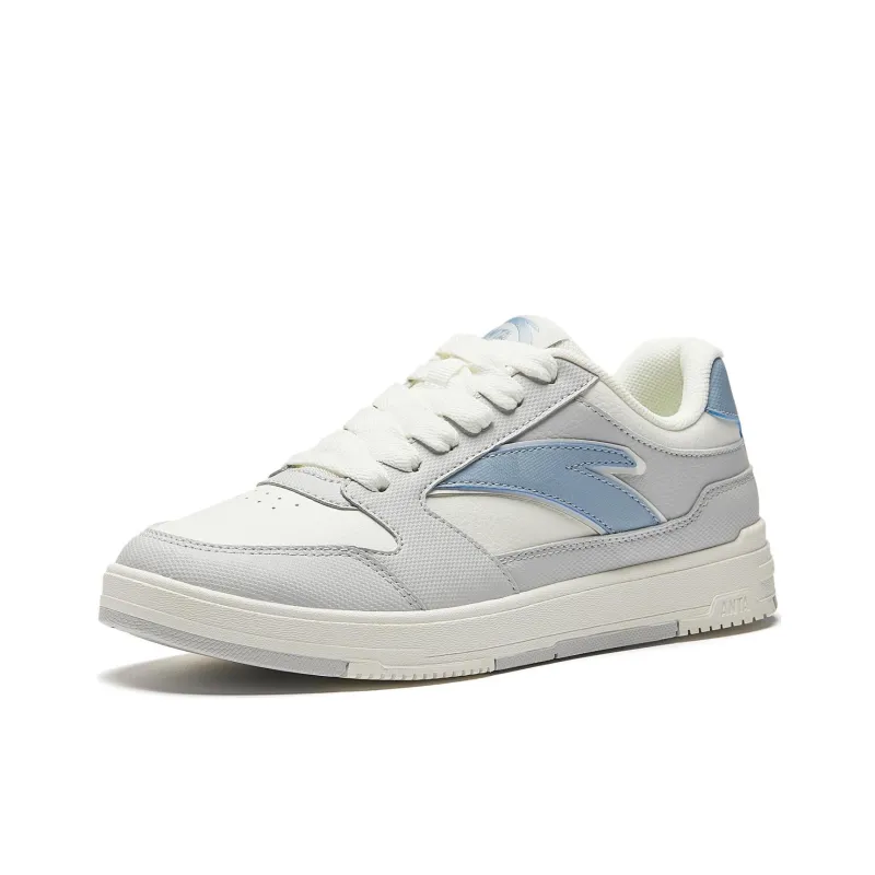 ANTA Skateboard Shoes Women's Low Top Ivory White/Cumulus Gray/Dusty Blue-2