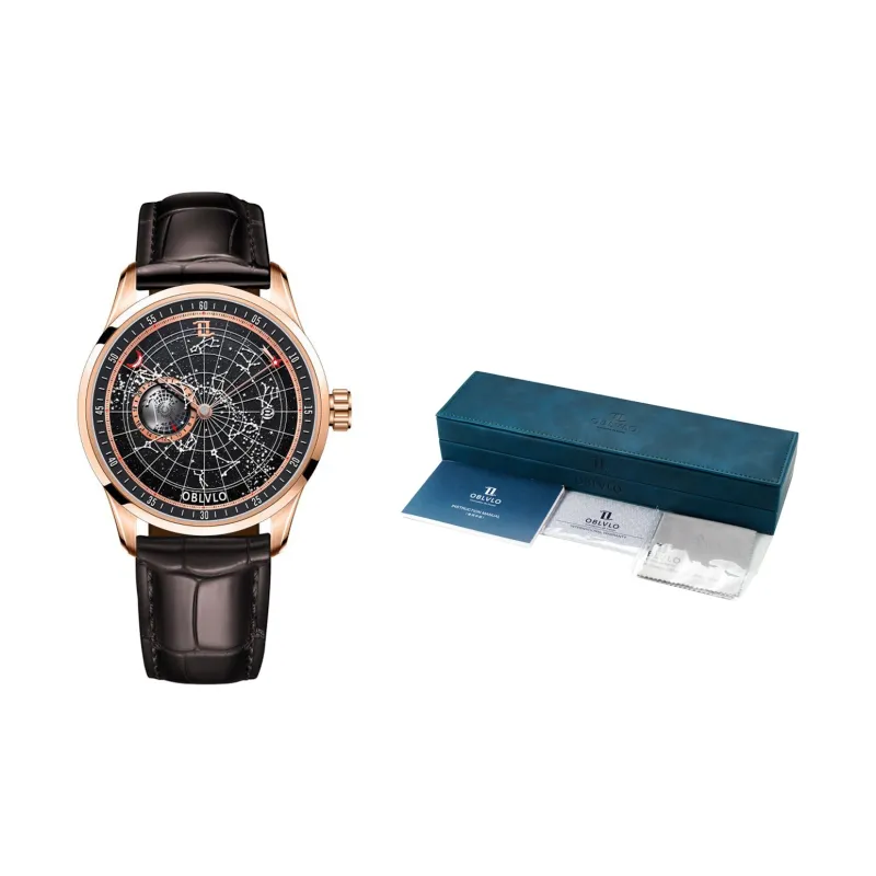 OBLVLO Automatic Mechanical Movement Watch Men's Watches Black Dial-12