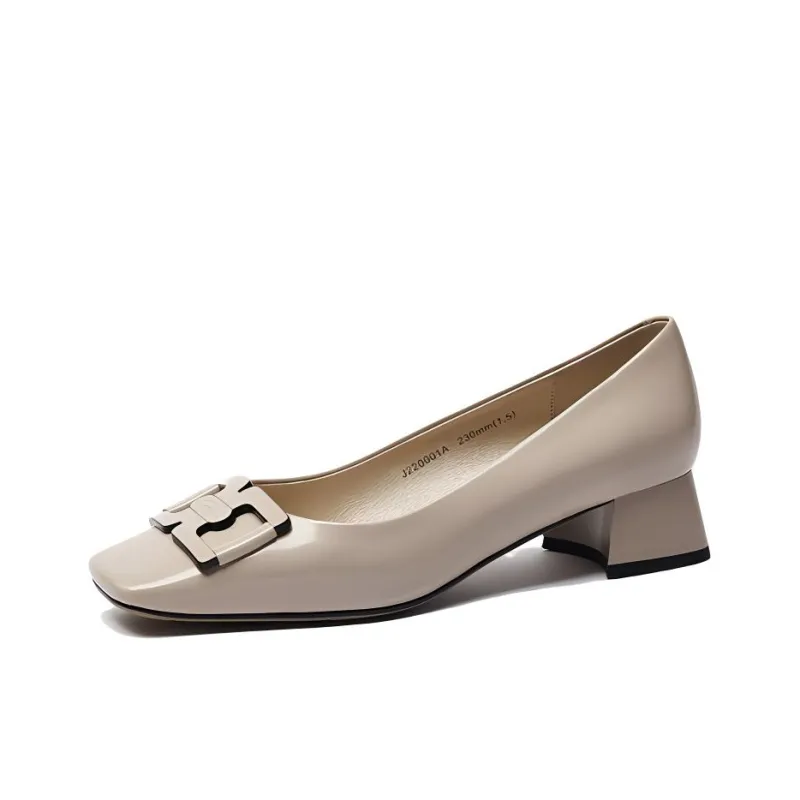 Satchi Chunky Heel High Heels 4cm Women's Pink Apricot-0