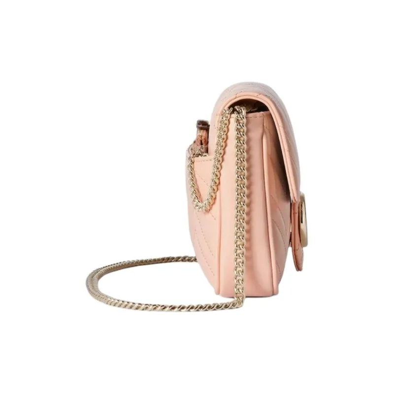 GUCCI GG Marmont Leather Shoulder Bag Trumpets Women's Pink-2