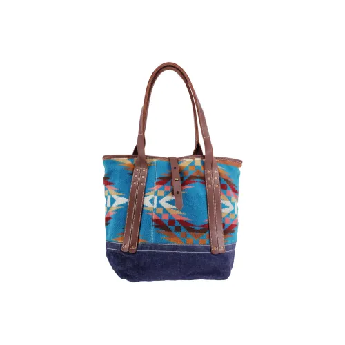 Alternative Country Denim Tote Bag Shopping Bag Handbag Shoulder Bag Unisex Blue/Mocha