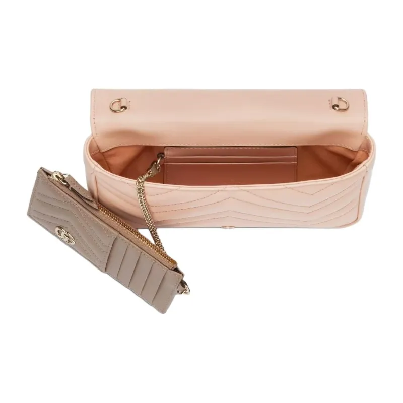 GUCCI GG Marmont Leather Shoulder Bag Trumpets Women's Pink-5
