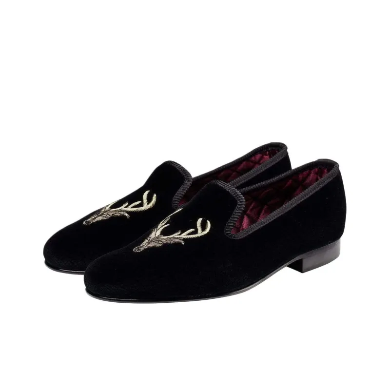 CROCKETT & JONES Stags Head Loafers Men's Black-2