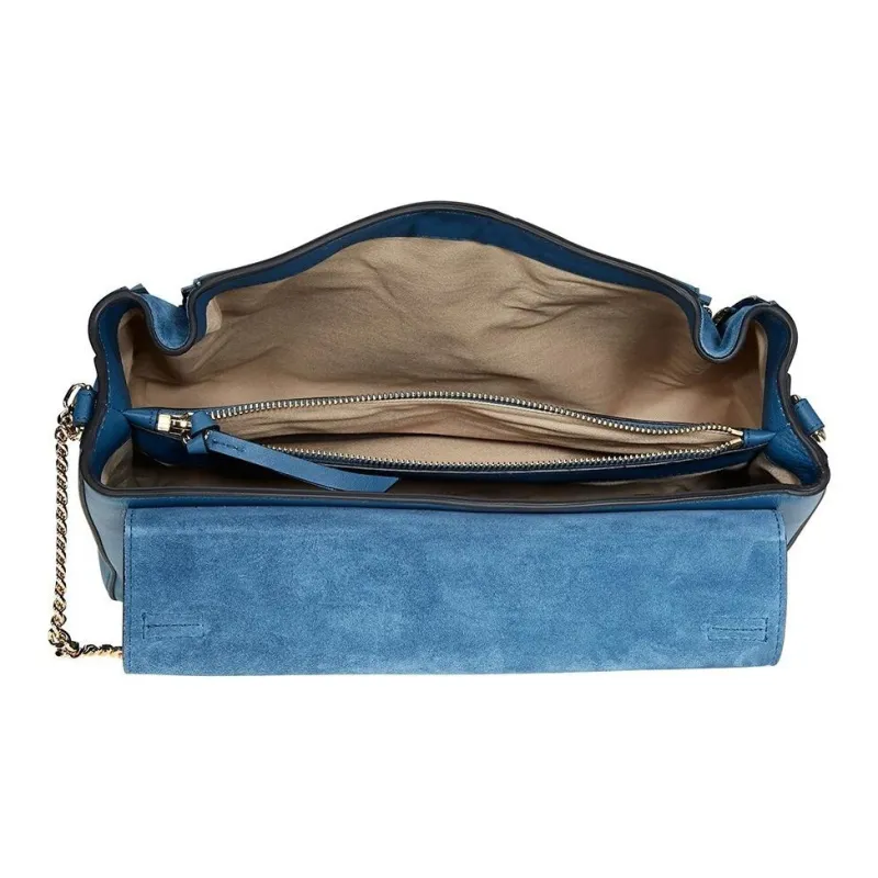 Chloe Faye Suede Calfskin One Shoulder Handbag Women's Blue-3