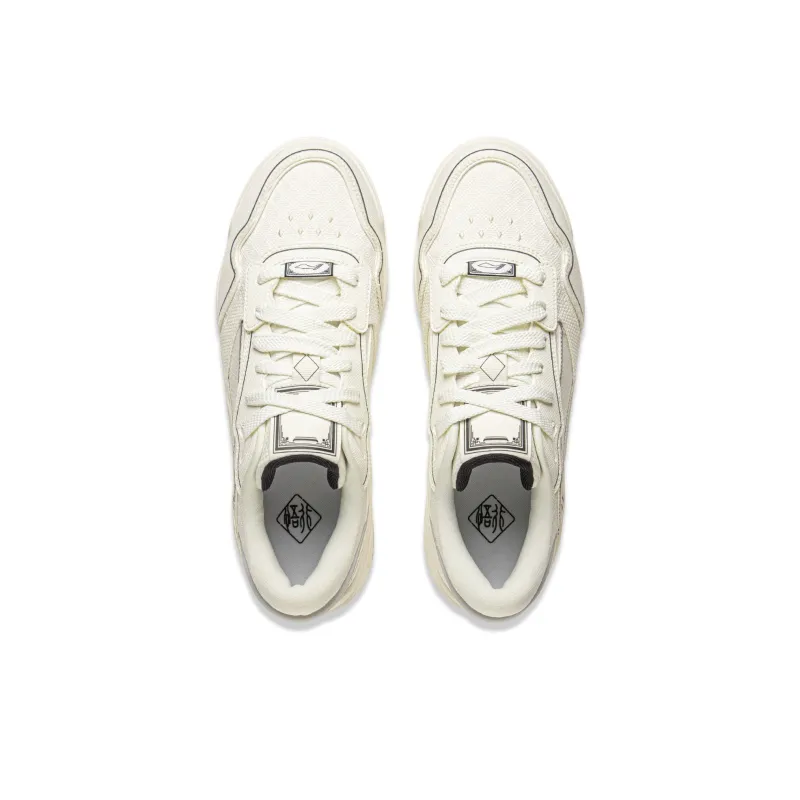 LiNing Moon White 3 Slip Resistant Cushioning Abrasion Resistant Low Top Skateboard Shoes Men's Champagne White-3