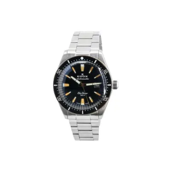 EDOX Wrist Watch Automatic Mechanical Movement Stainless Steel Strap 42mm Black Dial Men's Watches