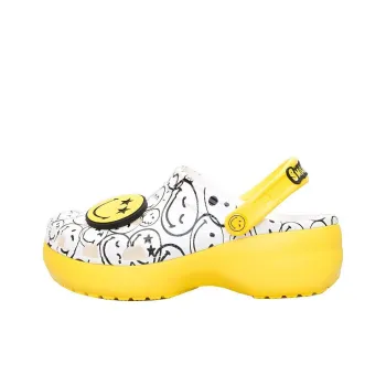 Crocs X Smiley World Charm Classic Platform Clogs 'Yellow White' Women's