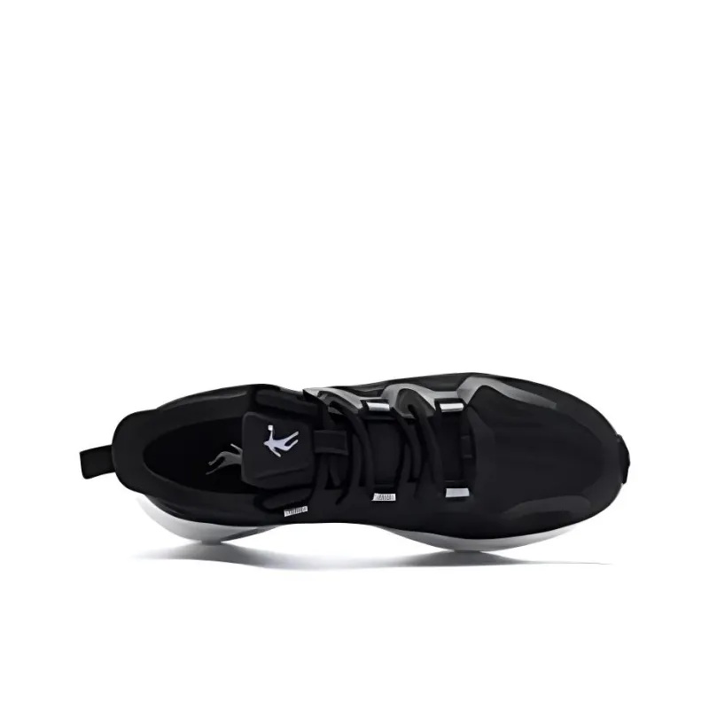 QIAODAN Anti Slip Wear Resistant Low Top Running Shoes Men's Black White-3