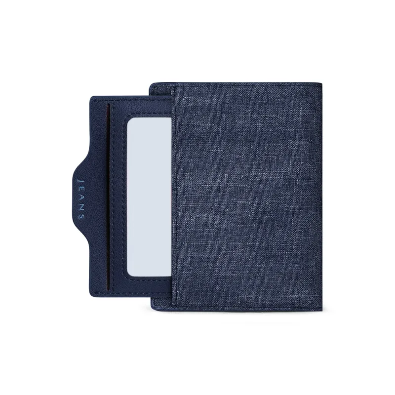 WilliamPOLO Canvas Wallet With Multiple Card Slots Coin Purse Canvas Bag Regular Men's Blue/Black-6