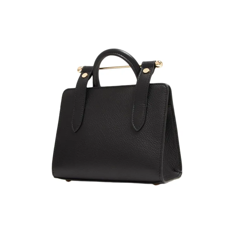 Strathberry Calfskin Tote Bag Shopping Bag Shoulder Bag Crossbody Bag Handbag Nano Women's Black-1