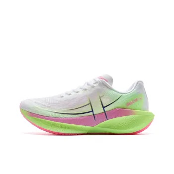 XTEP Anti Slip Wear Resistant Low Top Marathon Running Shoes Women's Classic White/Neon Pink Green