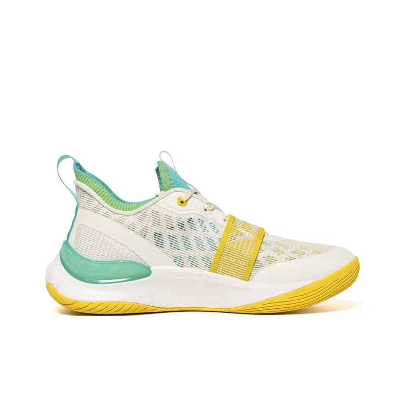 VOIT Basketball Shoes Unisex Low Top White/Yellow/Green-1