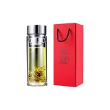 Double-Layer Thickened Glass Cup-Steel[Regular Lid][Red English Box]